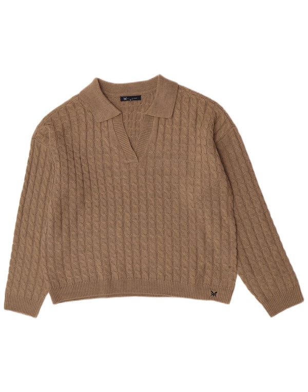 Besætningstøj Dame Polo Neck Jumper Sweater UK 18 XL Brun Akryl