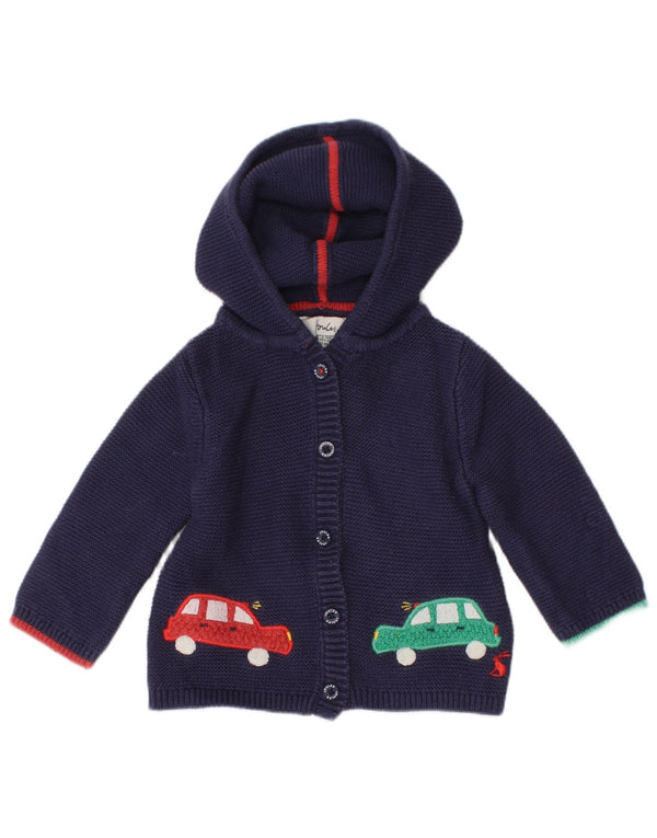 JOULES Baby Girls Grafisk hættetrøje cardigan 3-6 måneder marineblå