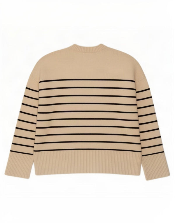 Zara Dame Jumper Sweater UK 10 Small Off White Stribet