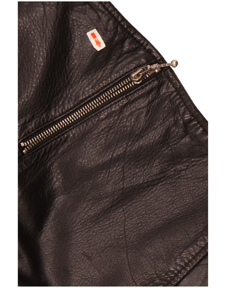 Vintage dame læder Bolero jakke UK 12 Medium Sort