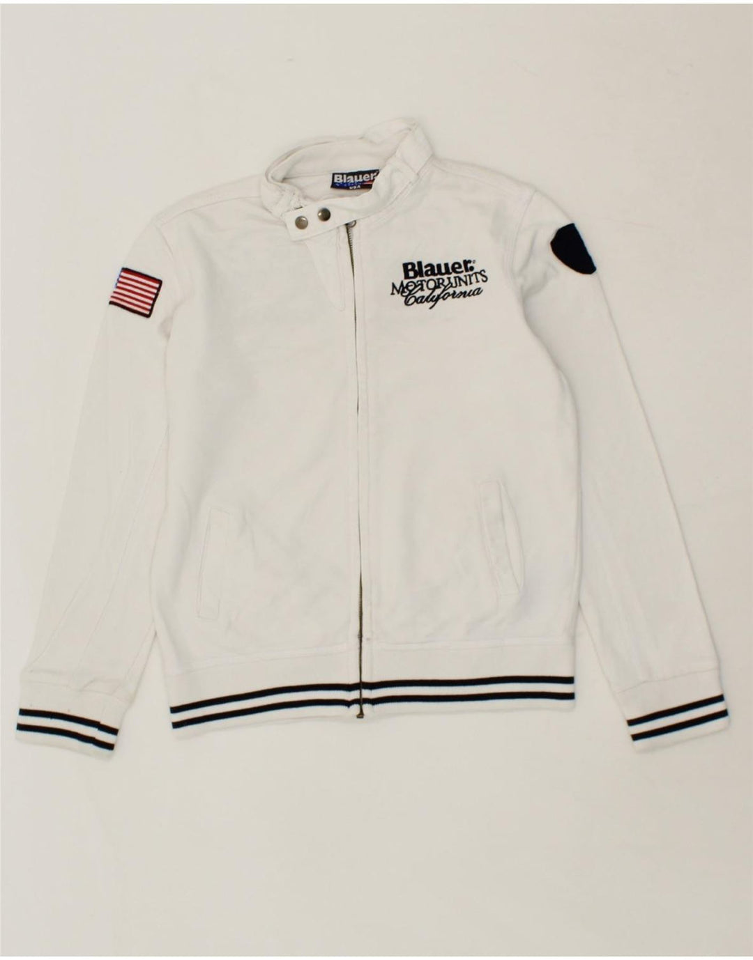 BLAUER Boys Graphic Tracksuit Top Jacket 9-10 Years White Cotton Vintage Blauer and Second-Hand Blauer from Messina Hembry 