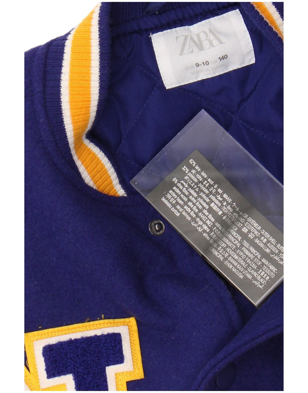 ZARA Girls New York Crocodiles Grafisk Varsity-jakke 9-10 år Marineblå