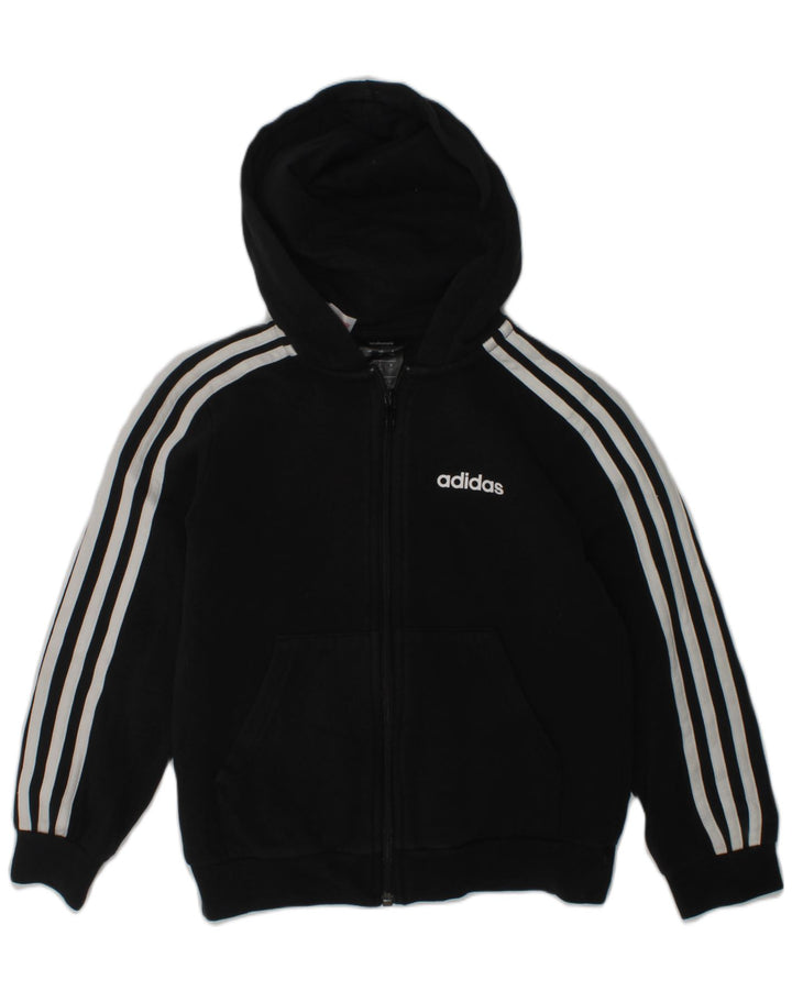 ADIDAS Boys Zip Hoodie Sweater 7-8 Years Black Cotton | Vintage Adidas | Thrift | Second-Hand Adidas | Used Clothing | Messina Hembry 