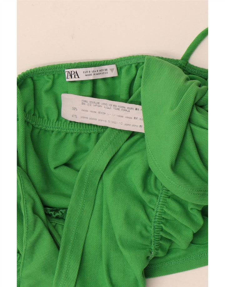 Zara Womens Crop Cami Top UK 8 Small Green Viscose