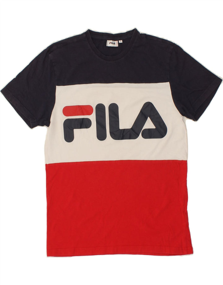 FILA Mens Graphic T-Shirt Top Small Red Colourblock Cotton Vintage Fila and Second-Hand Fila from Messina Hembry 