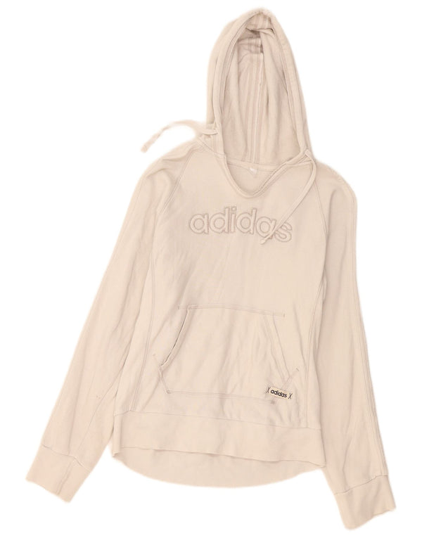 Adidas Graphic Hoodie Jumper UK 10 Small White Bomuld