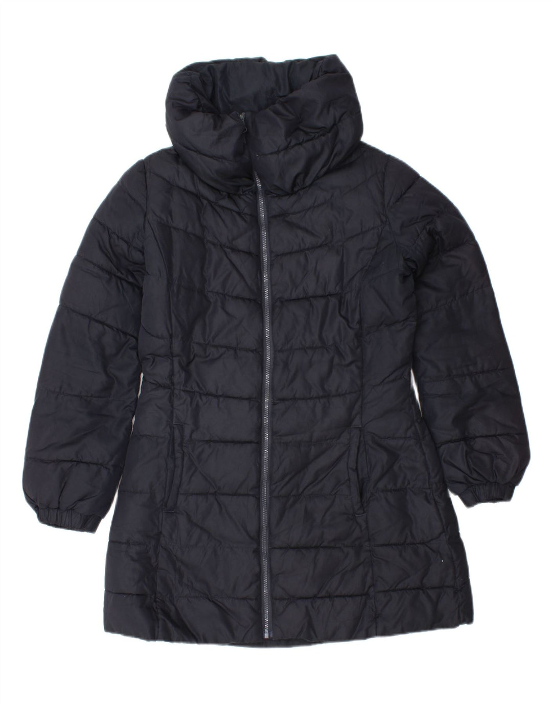 SISLEY Womens Padded Coat UK 12 Medium Navy Blue