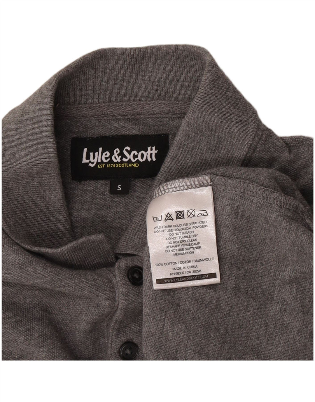 Lyle & Scott Langærmet poloskjorte til mænd, lille grå bomuld