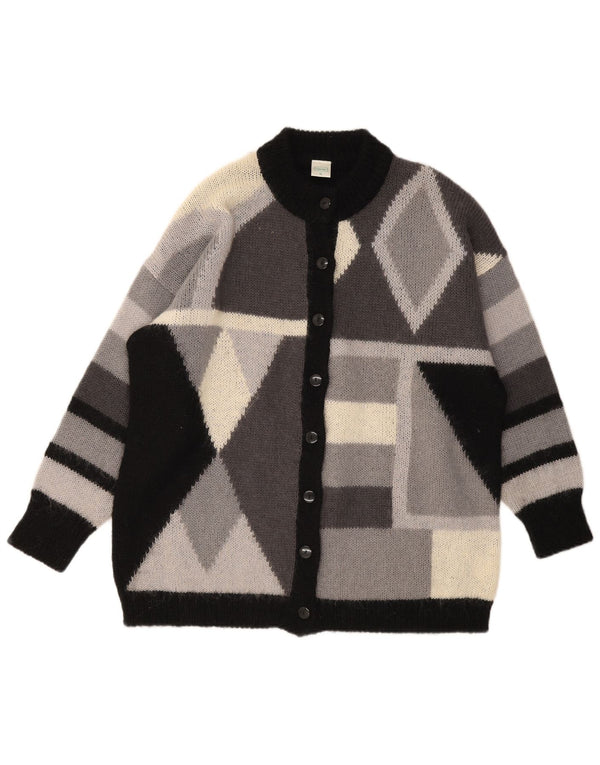 C&A Dame Canda Oversized Cardigan Sweater UK 18 XL Grå Geometrisk Akryl