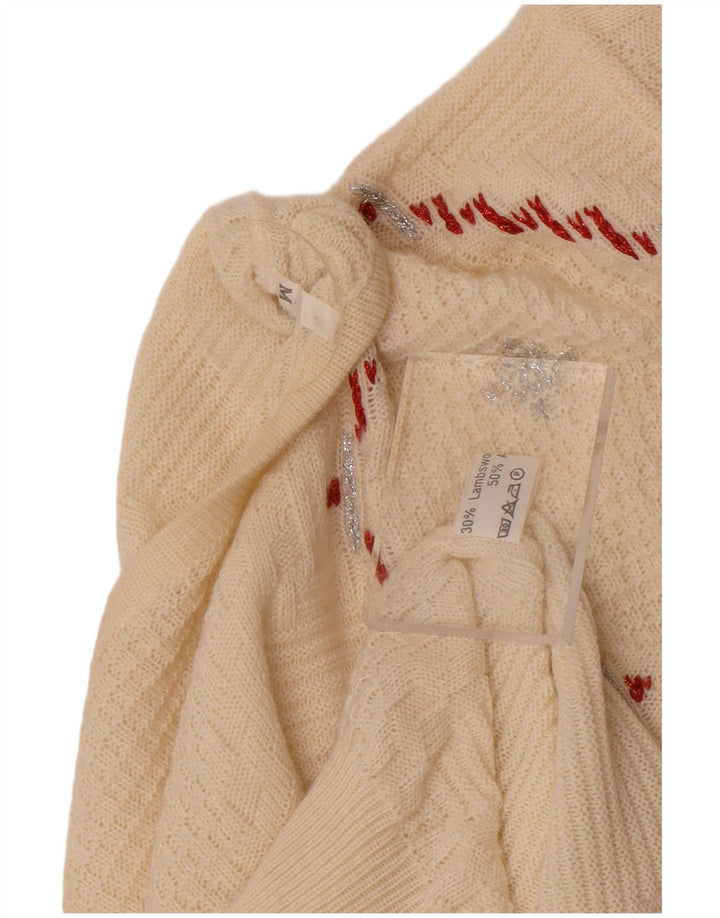 Vintage Dame Boat Neck Jumper Sweater UK 14 Medium Off White