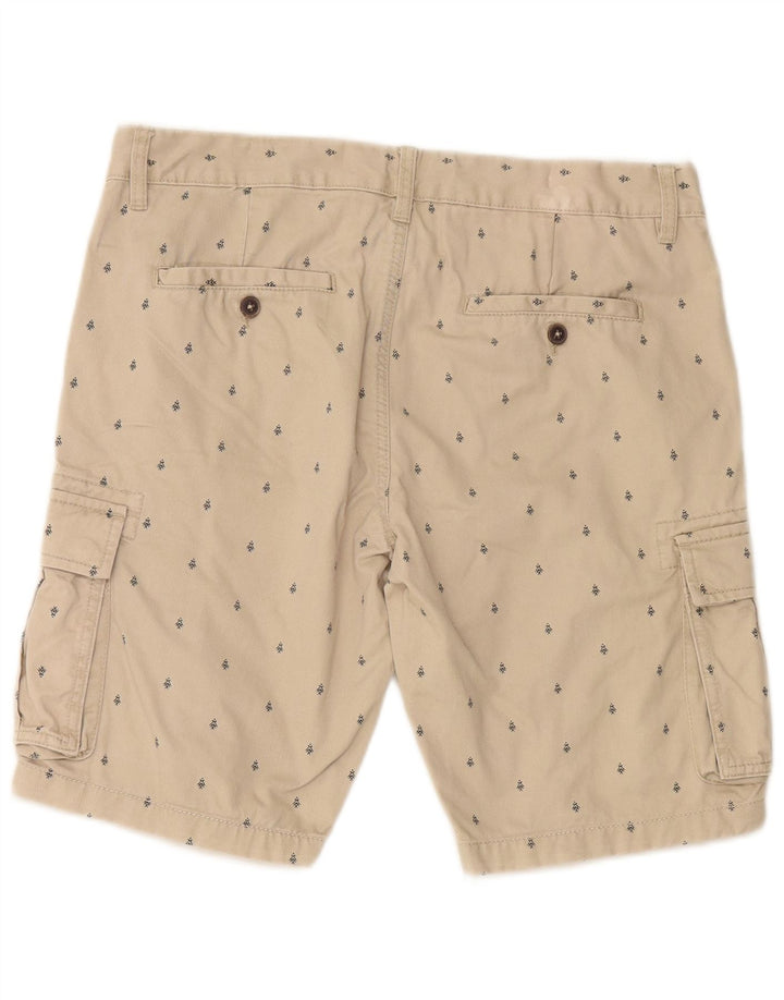 OVS Mens Abstract Pattern Cargo Shorts IT 50 Large W34 Beige Cotton