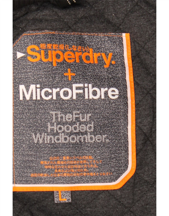 Superdry Womens Windbomber Bomberjakke med hætte UK 16 Stor sort polyester