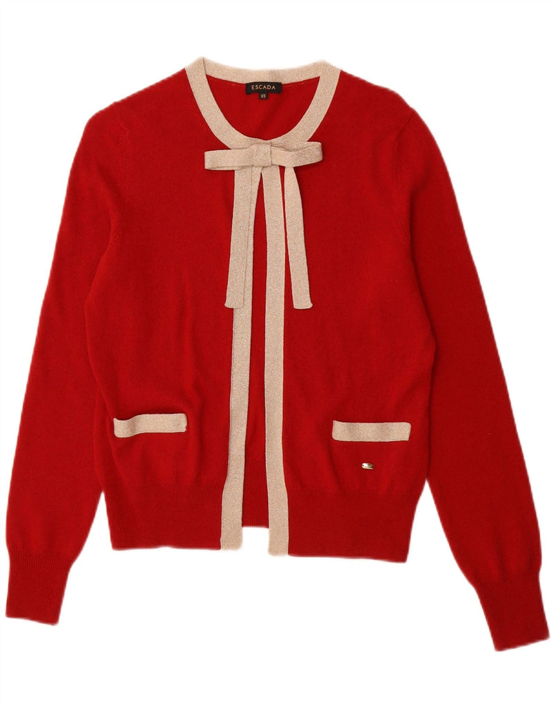 ESCADA Womens Crop Cardigan Sweater UK 6 XS Red Wool Vintage Escada and Second-Hand Escada from Messina Hembry 