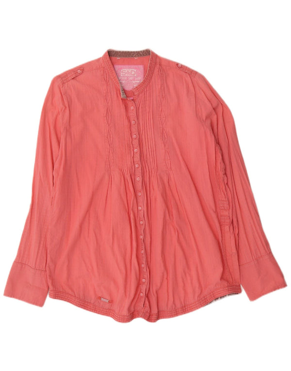 Superdry Military Tuxedo Shirt til kvinder UK 16 Large Pink Bomuld