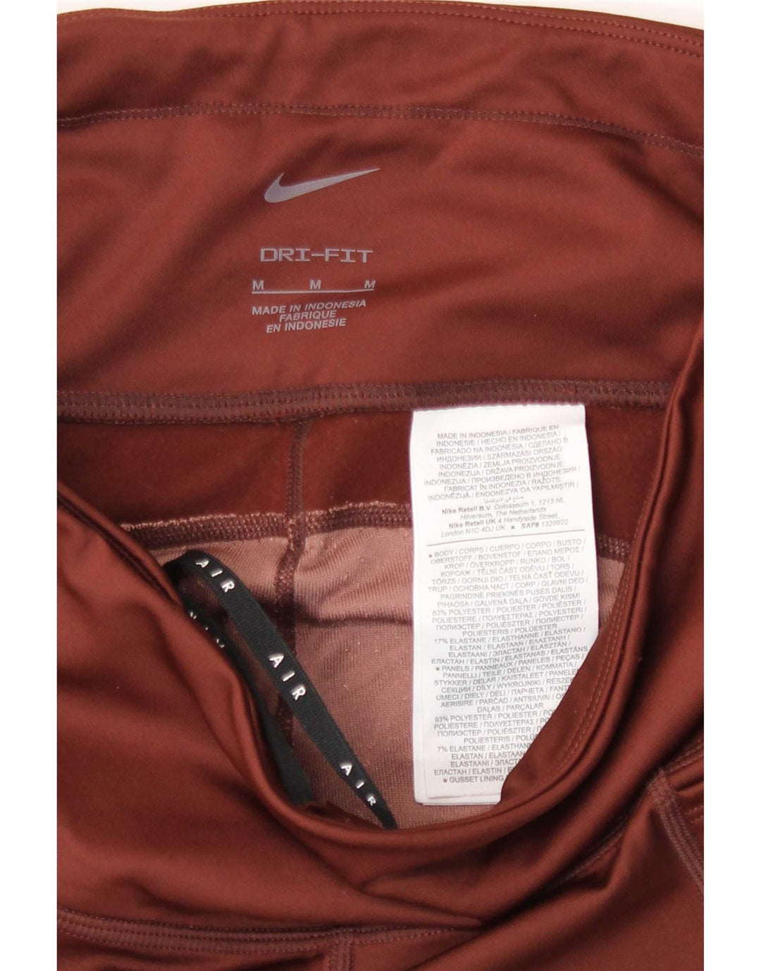 Nike Dame Dri Fit Leggings UK 12 Medium Brown Colourblock Polyester