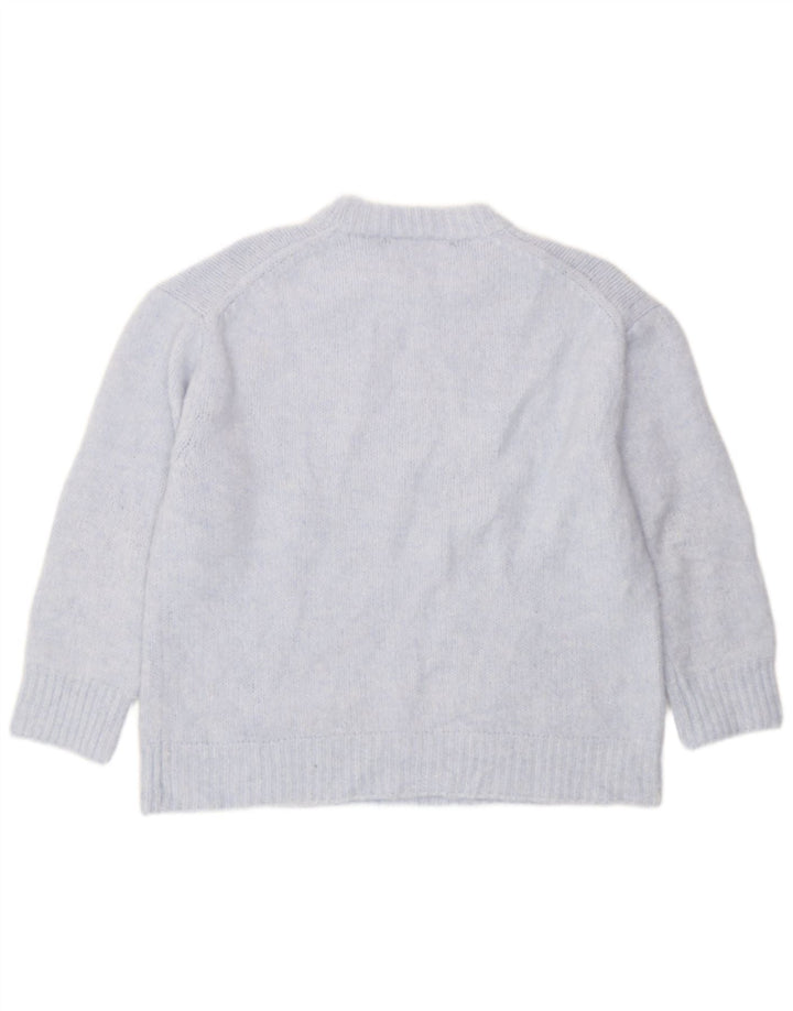 Zara Dame Oversized Crew Neck Jumper Sweater UK 14 Medium Blue Polyester