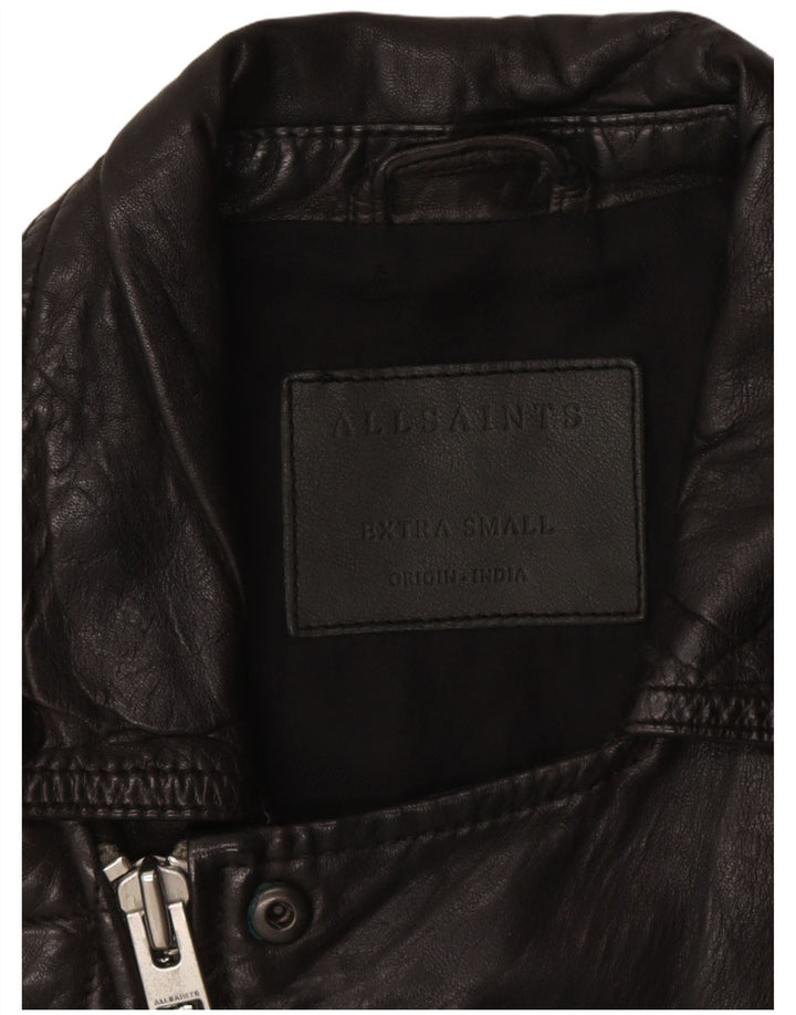 All Saints Herre Læder Biker Jacket UK 36 Lille Sort Læder Biker