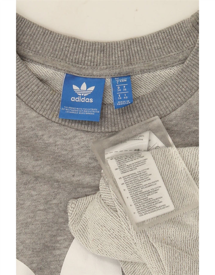 Adidas Graphic Sweatshirt Jumper UK 8 Small Grey Colourblock