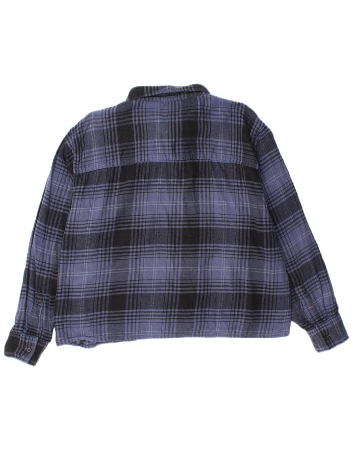 Levi's Dame Oversized Flanelskjorte UK 14 Medium Navyblå Plaid Bomuld