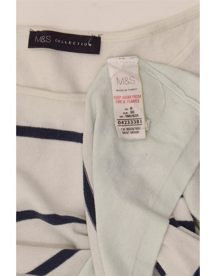 Marks & Spencer Dametop Langærmet UK 8 Lille hvidstribet bomuld