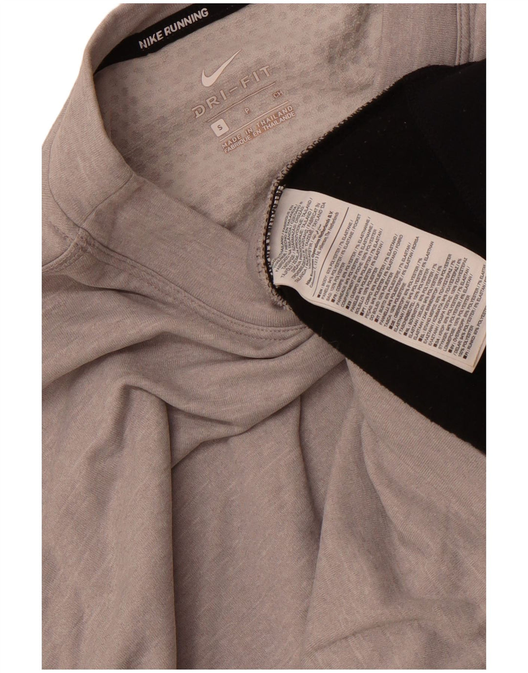 Nike Dame Dri Fit Top Langærmet UK 10 Small Grey Colourblock Polyester