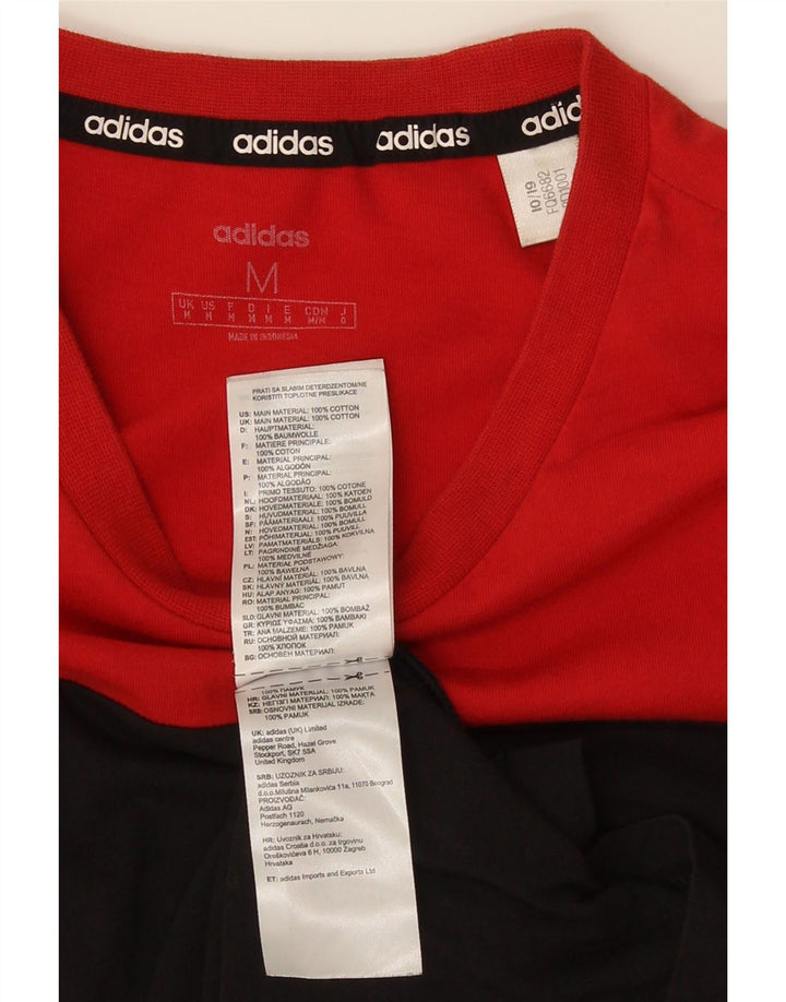 Adidas Herre grafisk T-shirt Top Medium Sort Colourblock Bomuld