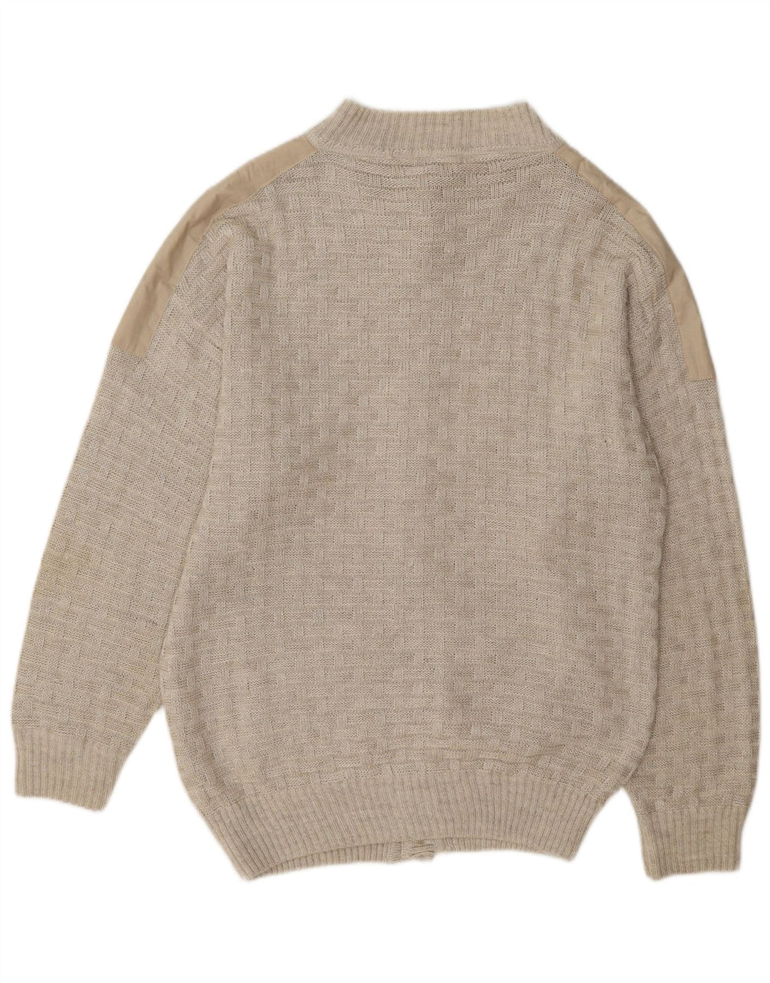 Vintage herre cardigan sweater IT 52 Stor beige geometrisk hør