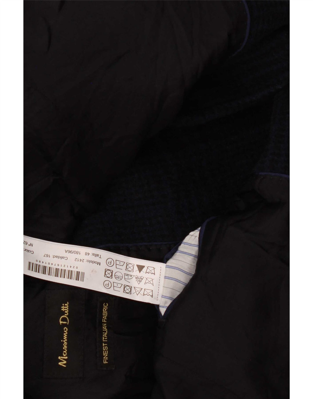 Massimo Dutti Herre Overfrakke EU 48 Medium Navy Blue Houndstooth Uld