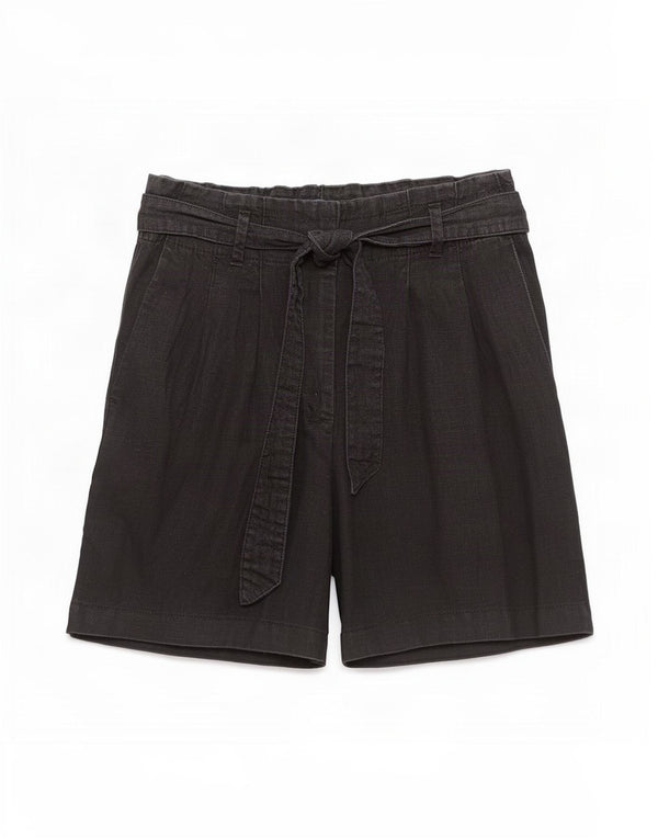 Marks & Spencer Womens High Waist Shorts UK 8 Small W26 Black Linen
