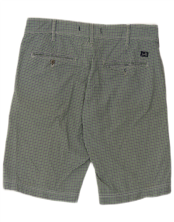 Scout Herre Chino Shorts Large W34 Grøn ternet bomuld