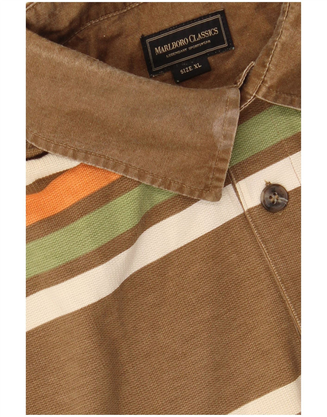 MARLBORO CLASSICS Poloskjorte til mænd XL Brunstribet bomuld