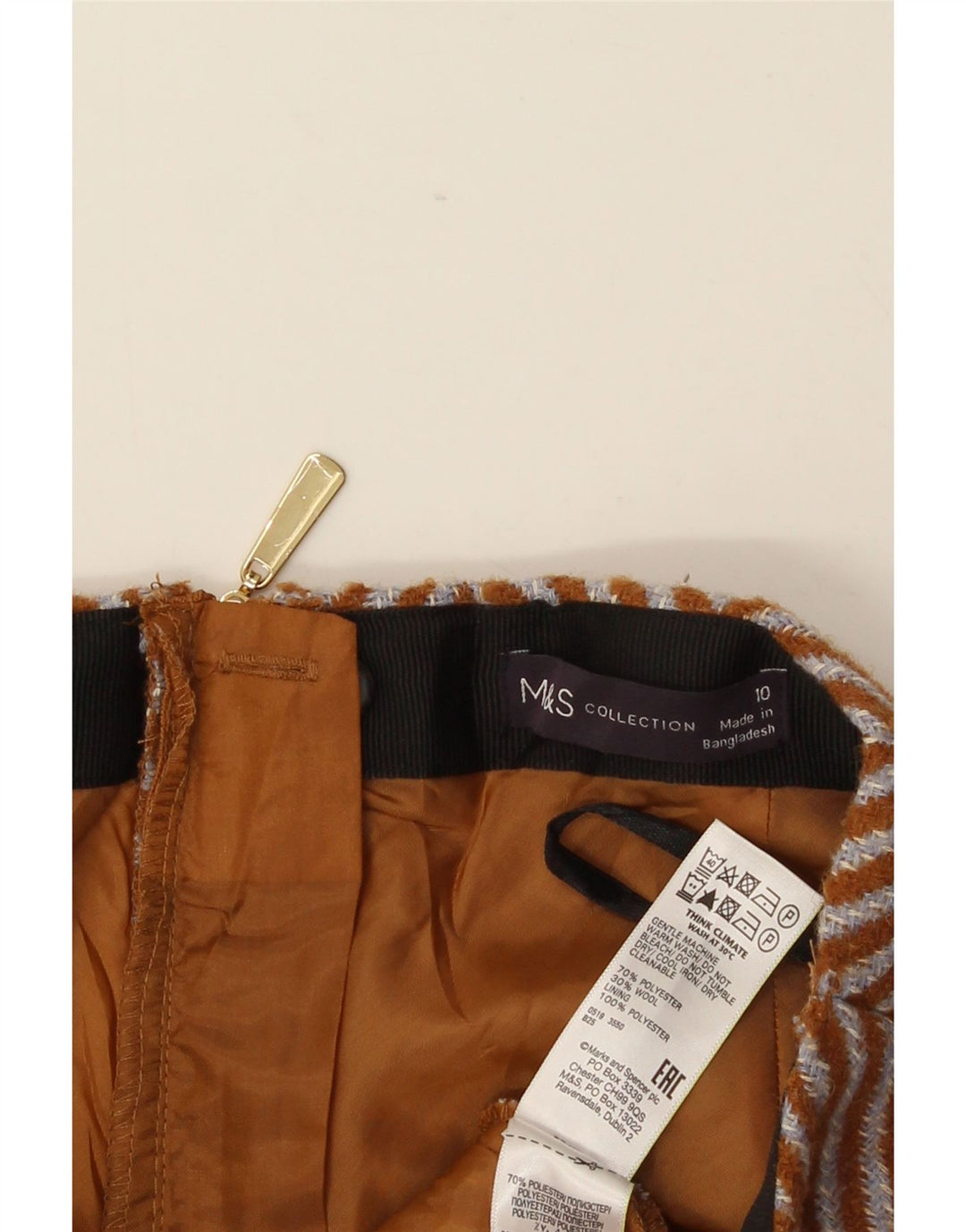 Marks & Spencer Dame Mini-nederdel UK 10 Small W30 Brown Sildeben