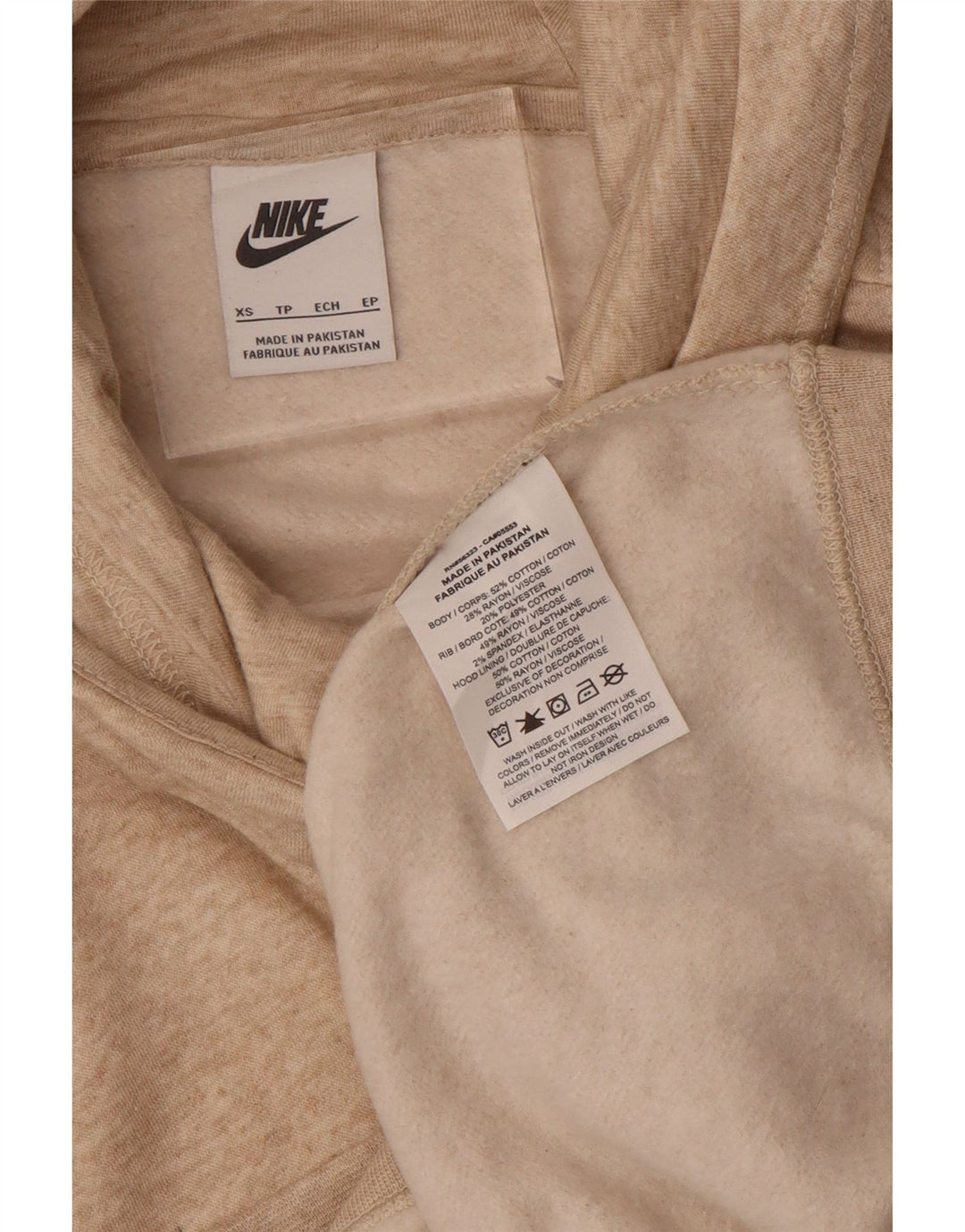 NIKE hættetrøje til kvinder UK 6 XS Beige Flecked Bomuld