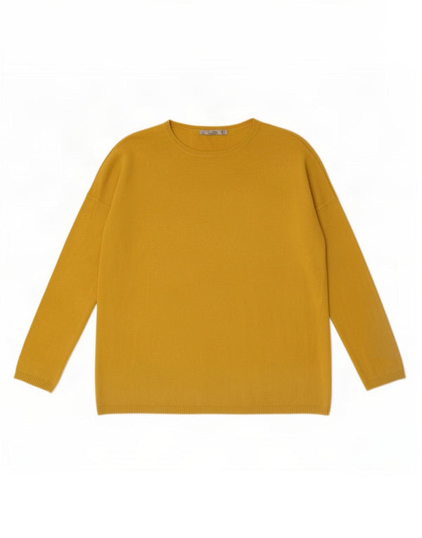 Zara Womens Oversized Boat Neck Jumper Sweater UK 10 Small Yellow