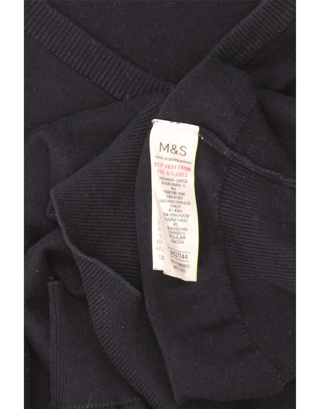 Marks & Spencer Herre V-hals sweater Stor marineblå bomuld