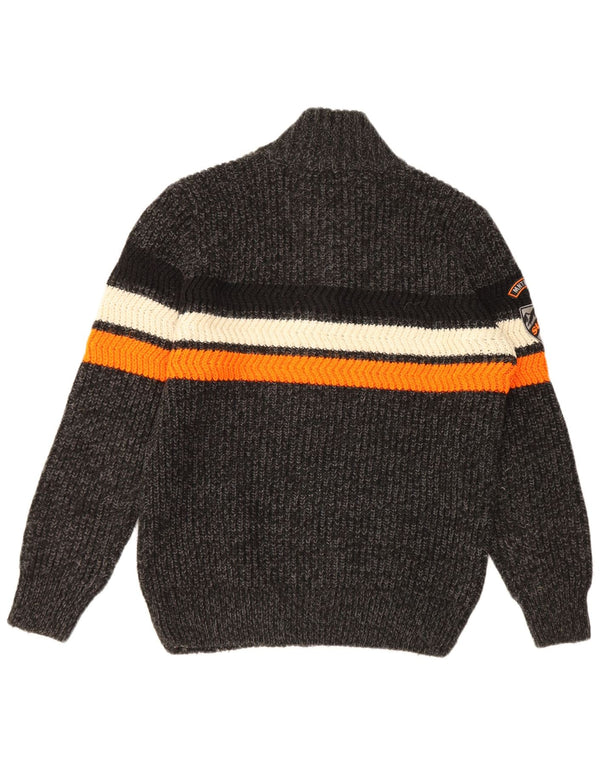Superdry trøje med lynlås til mænd 2XL grå stribet akryl