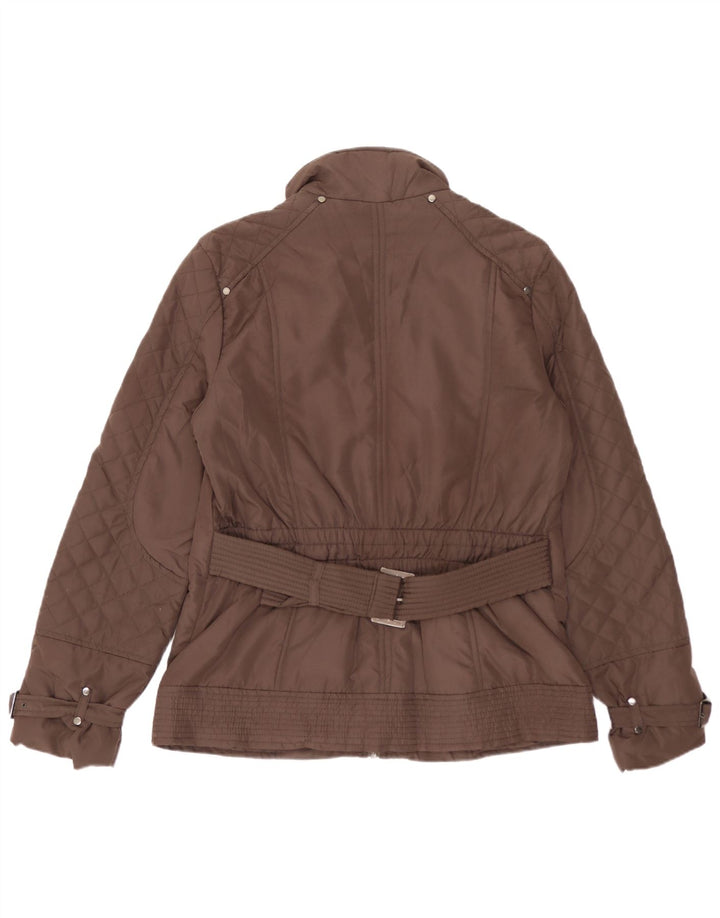 Zara Quiltet jakke til kvinder UK 16 Stor brun polyester