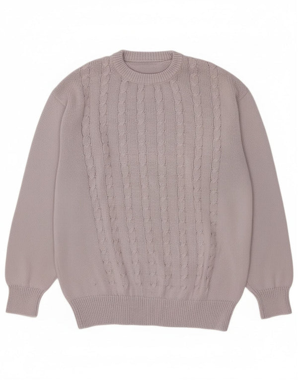 Vintage dame sweater med rund hals DK 18 XL lilla bomuld