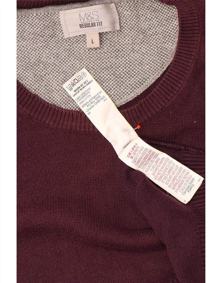 Marks & Spencer Herre Regular Fit Jumper Sweater med rund hals Stor lilla