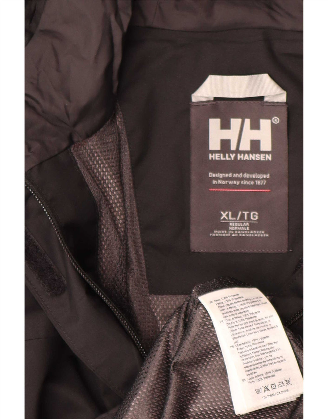 Helly Hansen Regnjakke med hætte til kvinder UK 18 XL Sort Polyester