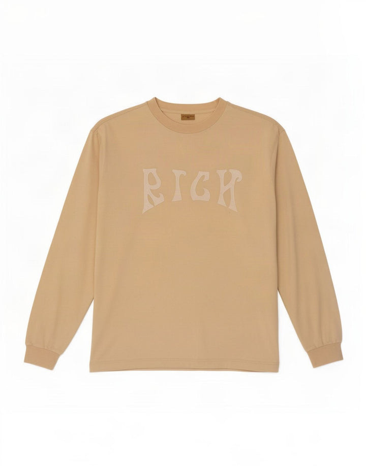 Richmond Herre Grafisk Top Langærmet Medium Beige Bomuld