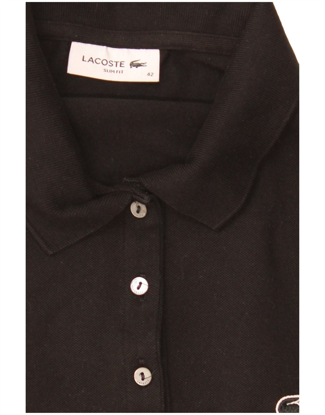 Lacoste Dame Ærmeløs Slim Fit Polo Shirt Størrelse 40 Medium Sort