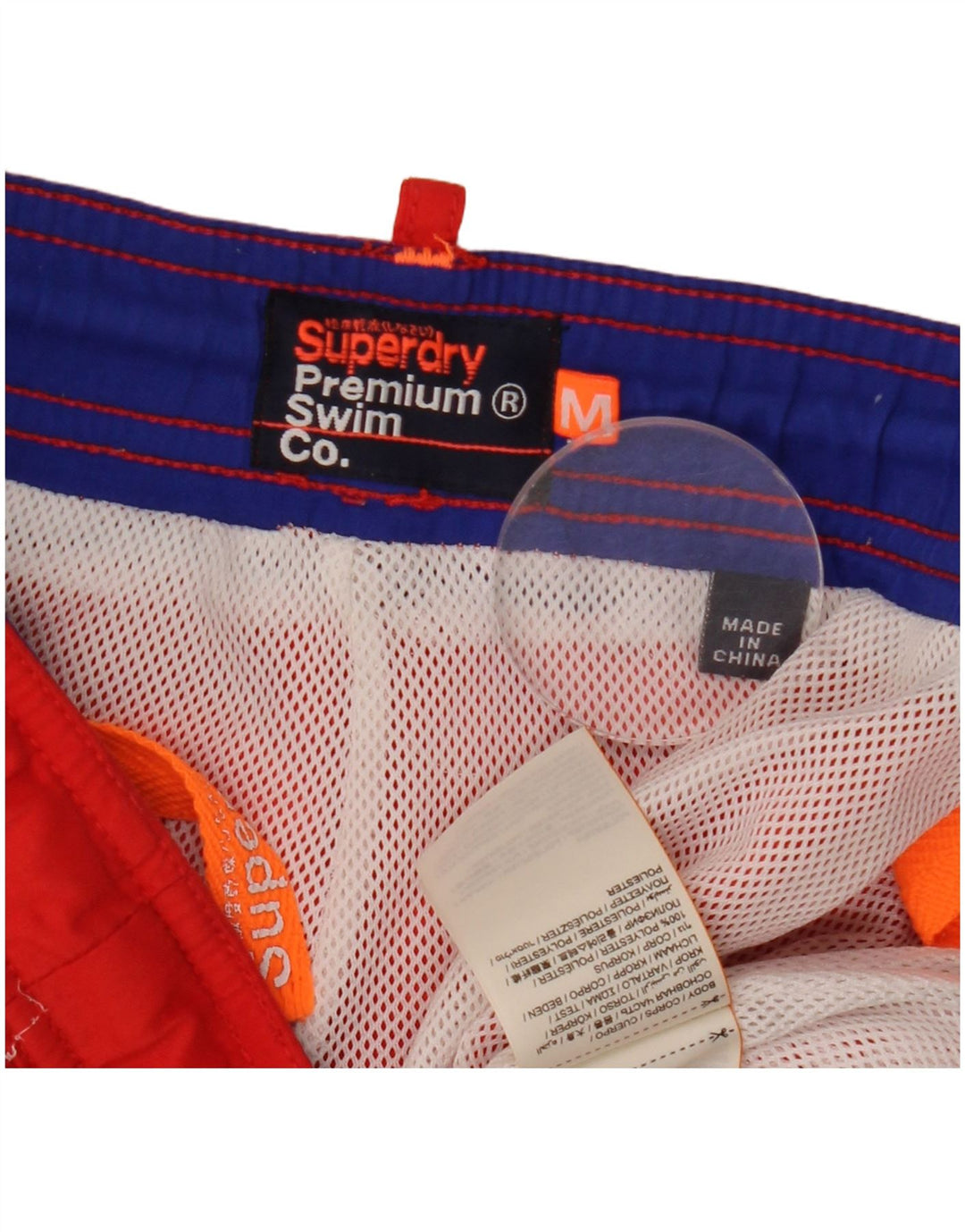 Superdry grafiske badeshorts til mænd, medium rød polyester