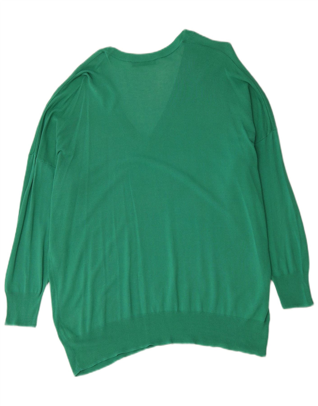 Zara Dame Oversized V-hals sweater UK 14 Medium Grøn Bomuld