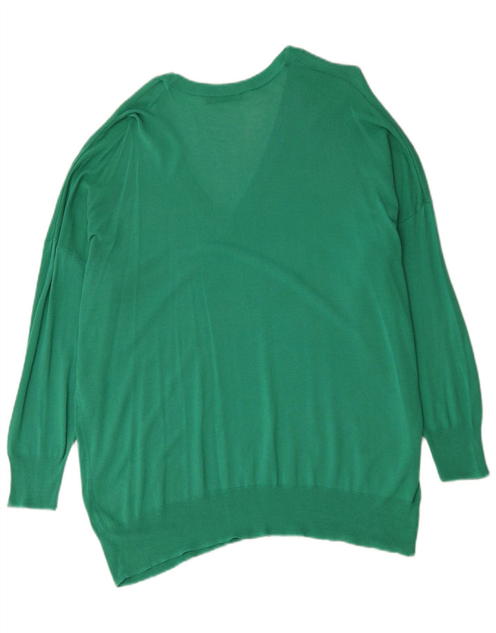 Zara Dame Oversized V-hals sweater UK 14 Medium Grøn Bomuld