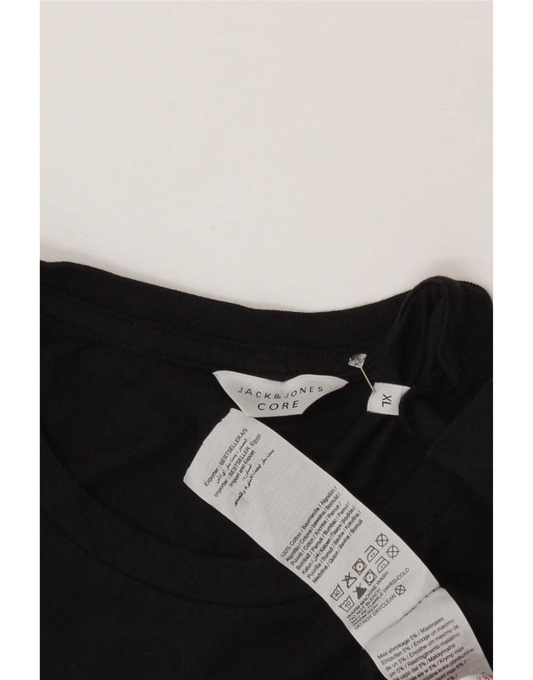 Jack & Jones Mens Graphic T-Shirt Top XL Black Cotton