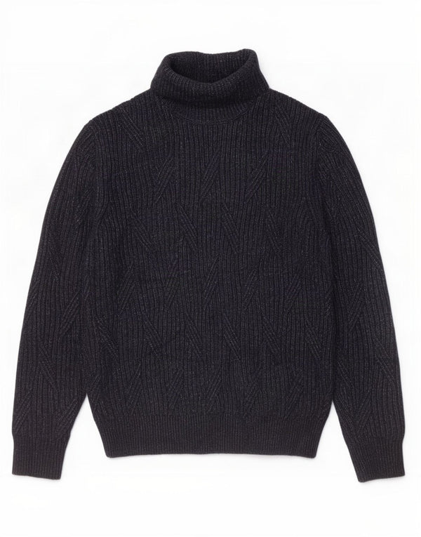 Marks & Spencer Dame Roll Neck Jumper Sweater UK 14 Large Navy Blue