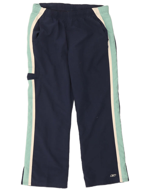 Reebok Womens Regular Tracksuit Trousers UK 14 Large Navy Blue Colourblock