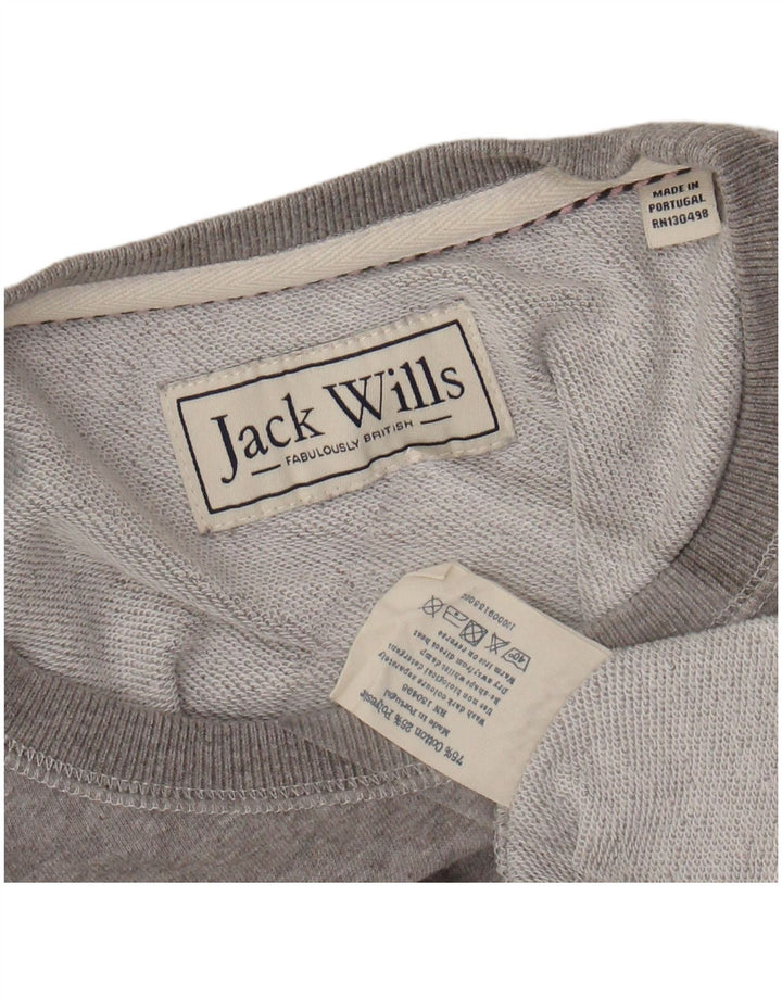 JACK WILLS Graphic Sweatshirt Jumper UK 12 Medium Grey Flecked