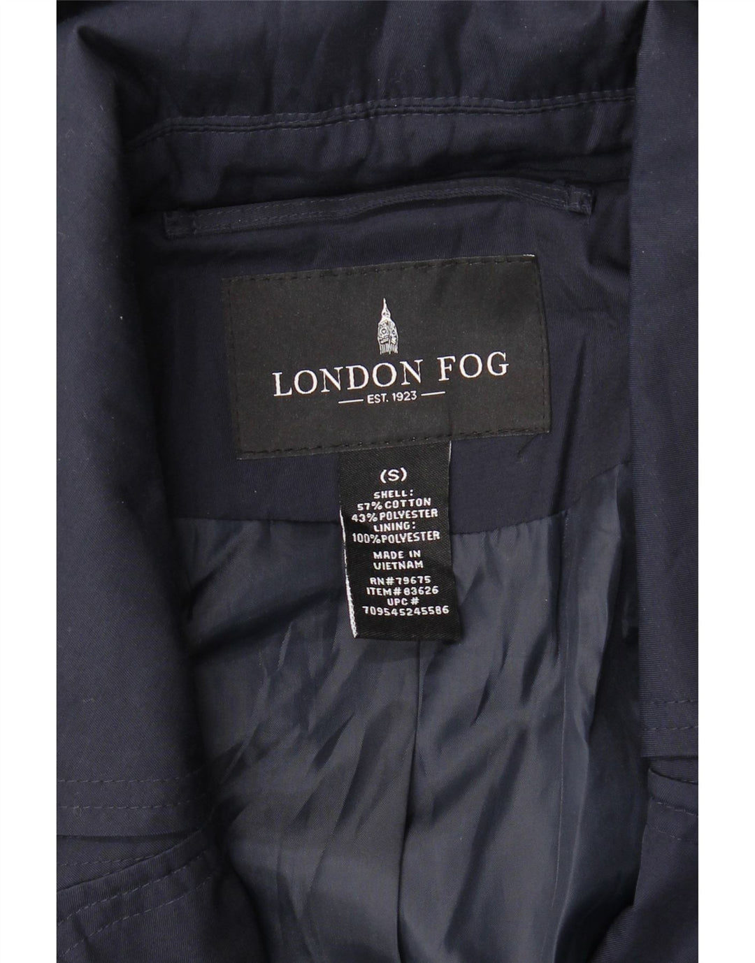 LONDON FOG Trench Coat med hætte til kvinder UK 10 Lille marineblå bomuld